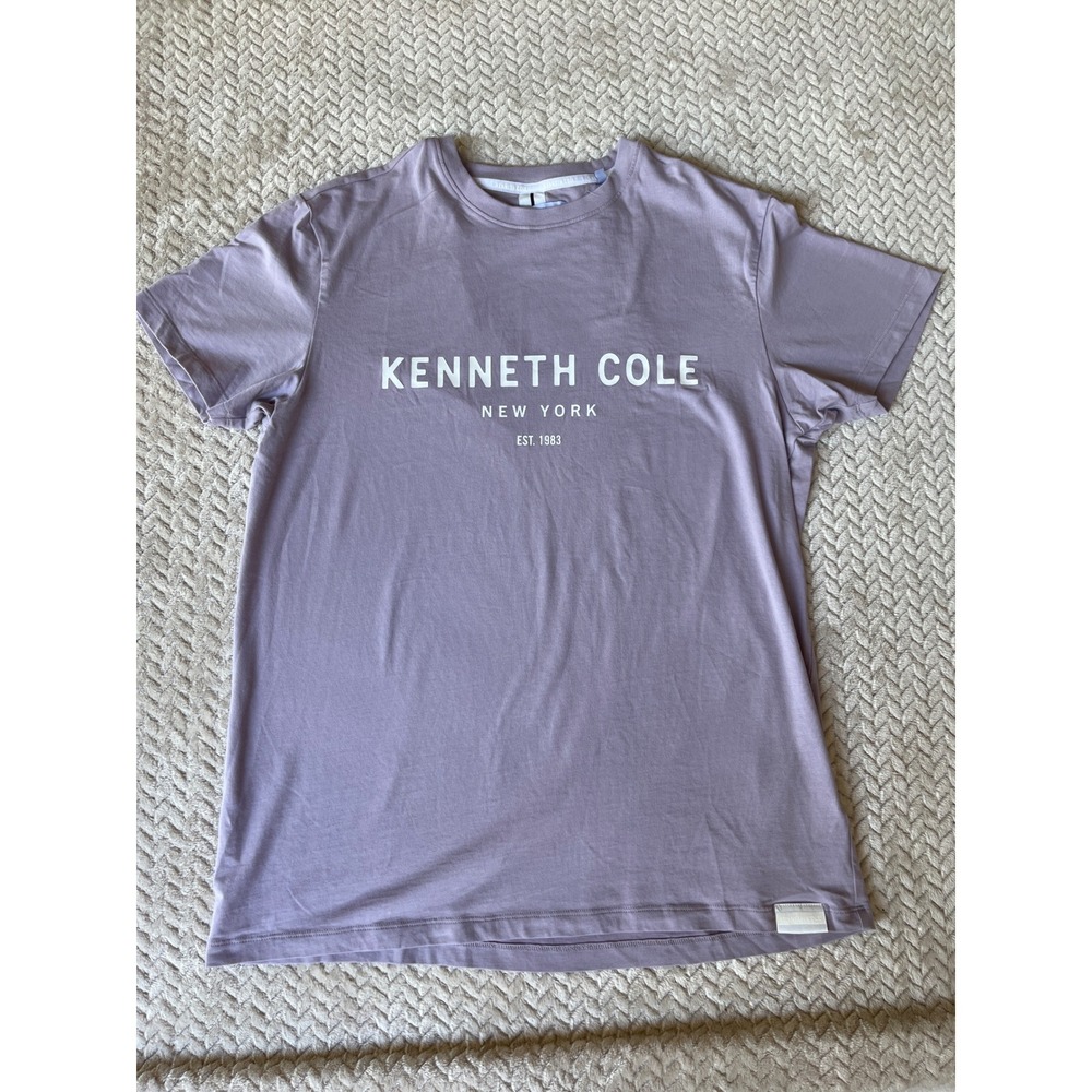 Kenneth Cole New York Graphic T-Shirt Lavender Purple Logo Crewneck Women Medium